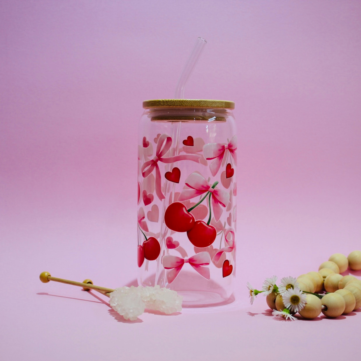 Cherry Bow Glass Cup