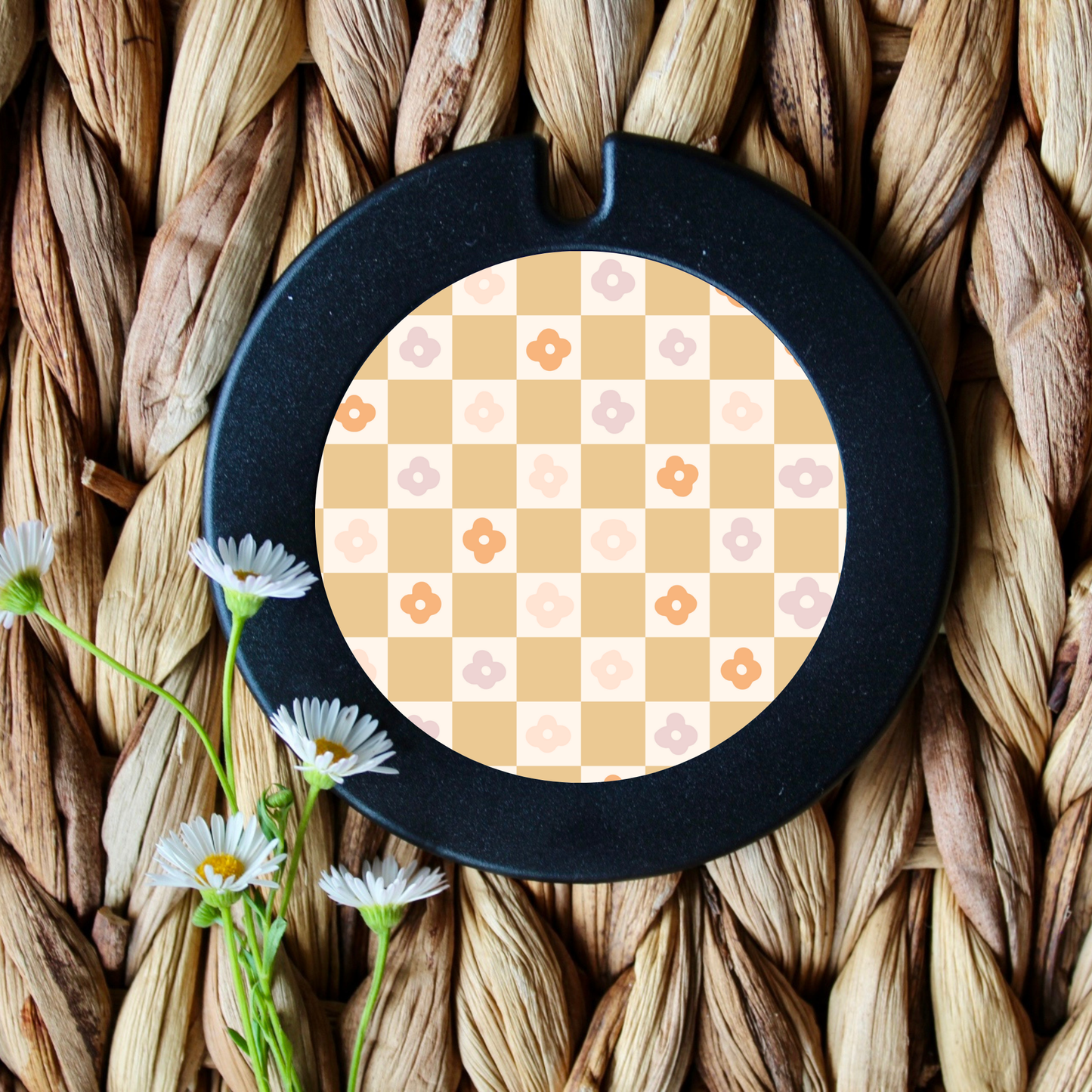 Flower Checkered License Disk Holder