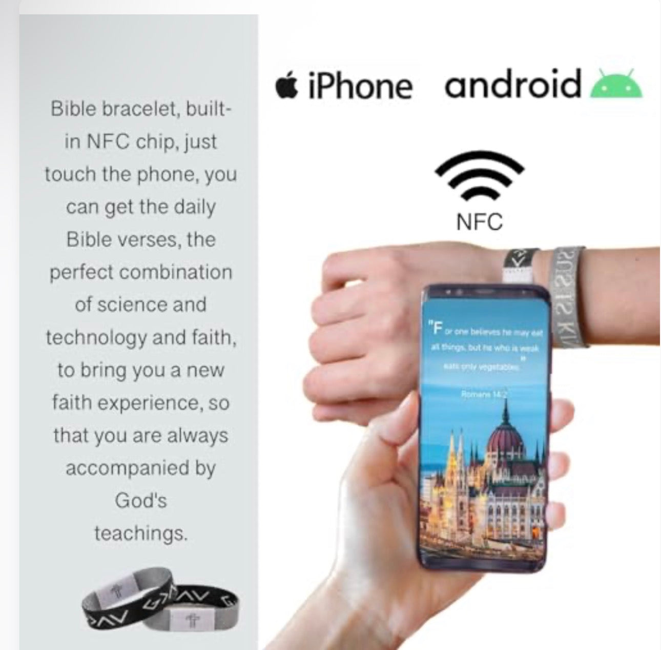 Pink Cross NFC Bible Verse Bracelet