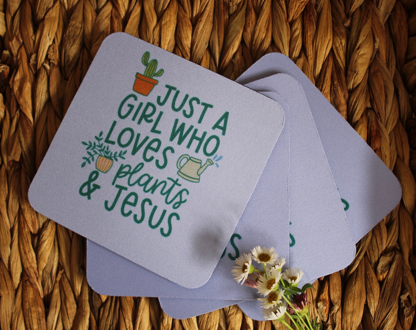 Plants Just a Girl Rubber Coaster