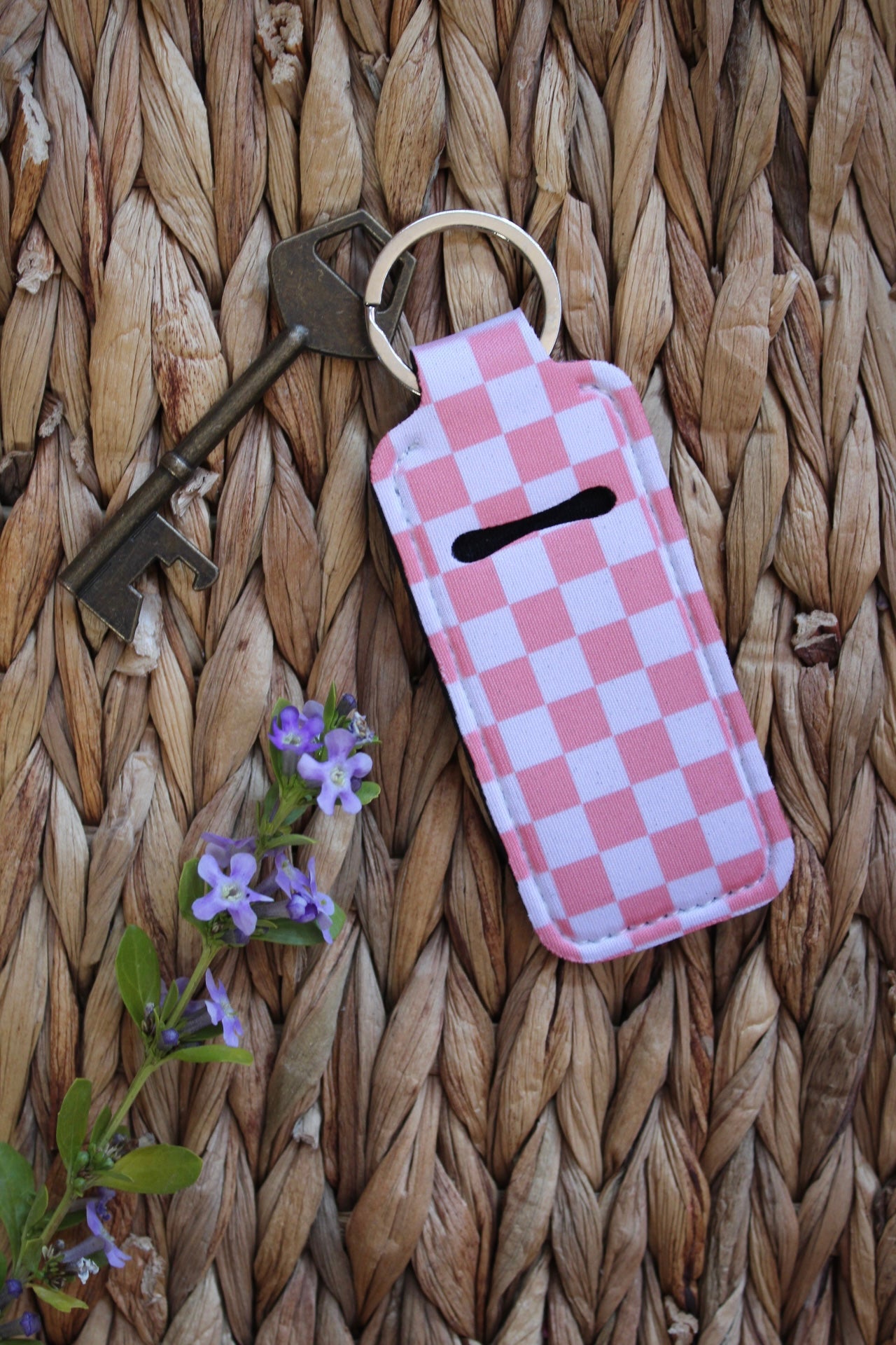 Pink Checkered Lip-Balm Holder