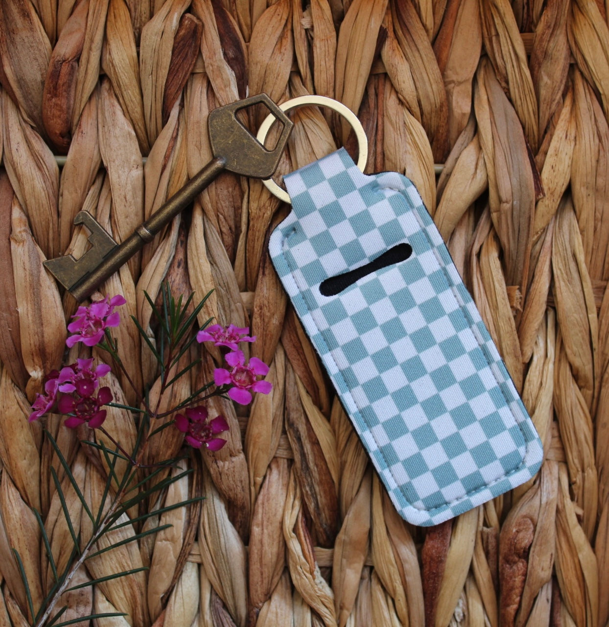 Blue Checkered Lip-Balm Holder