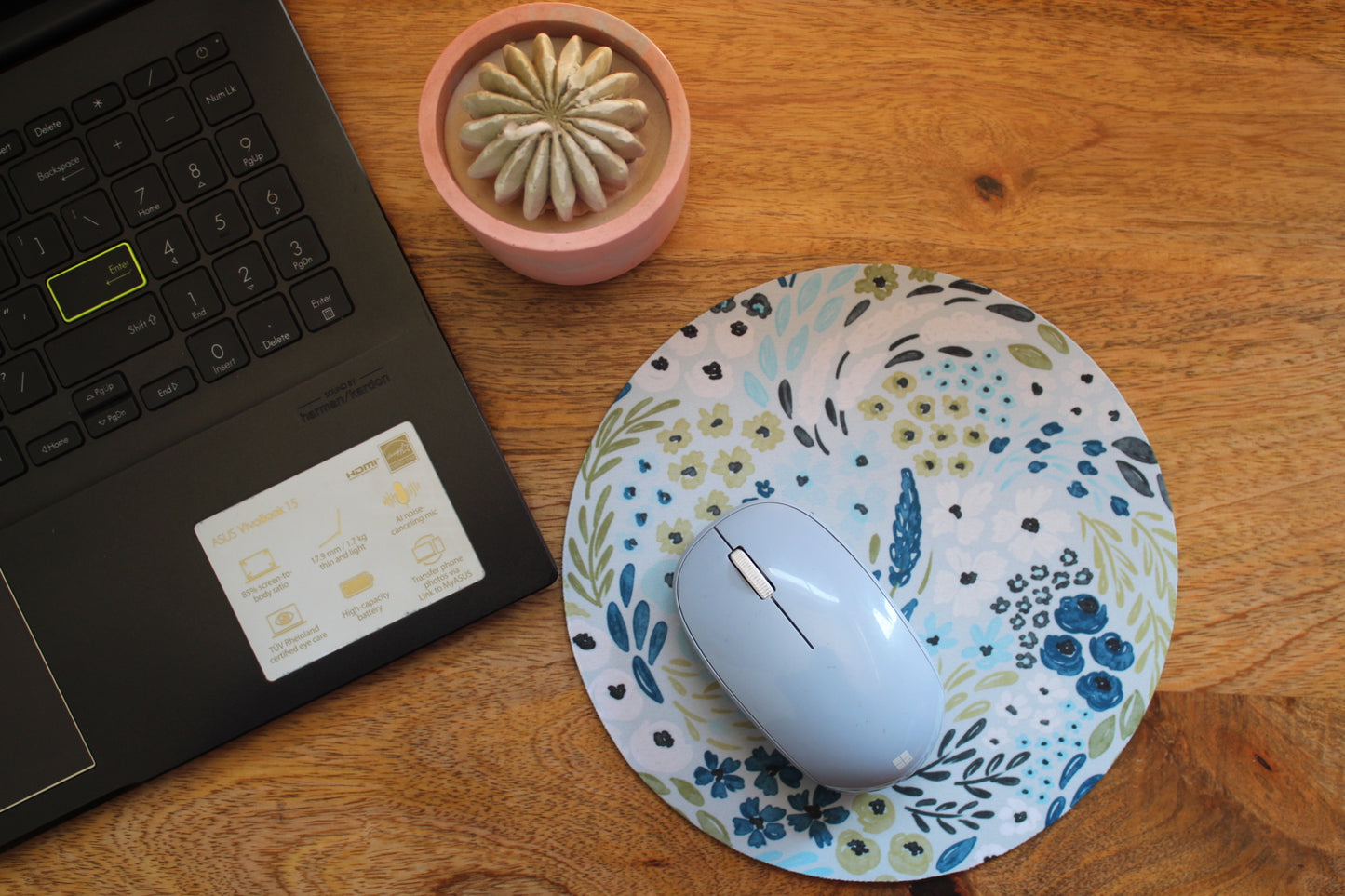 Blue Flower Round Mousepad