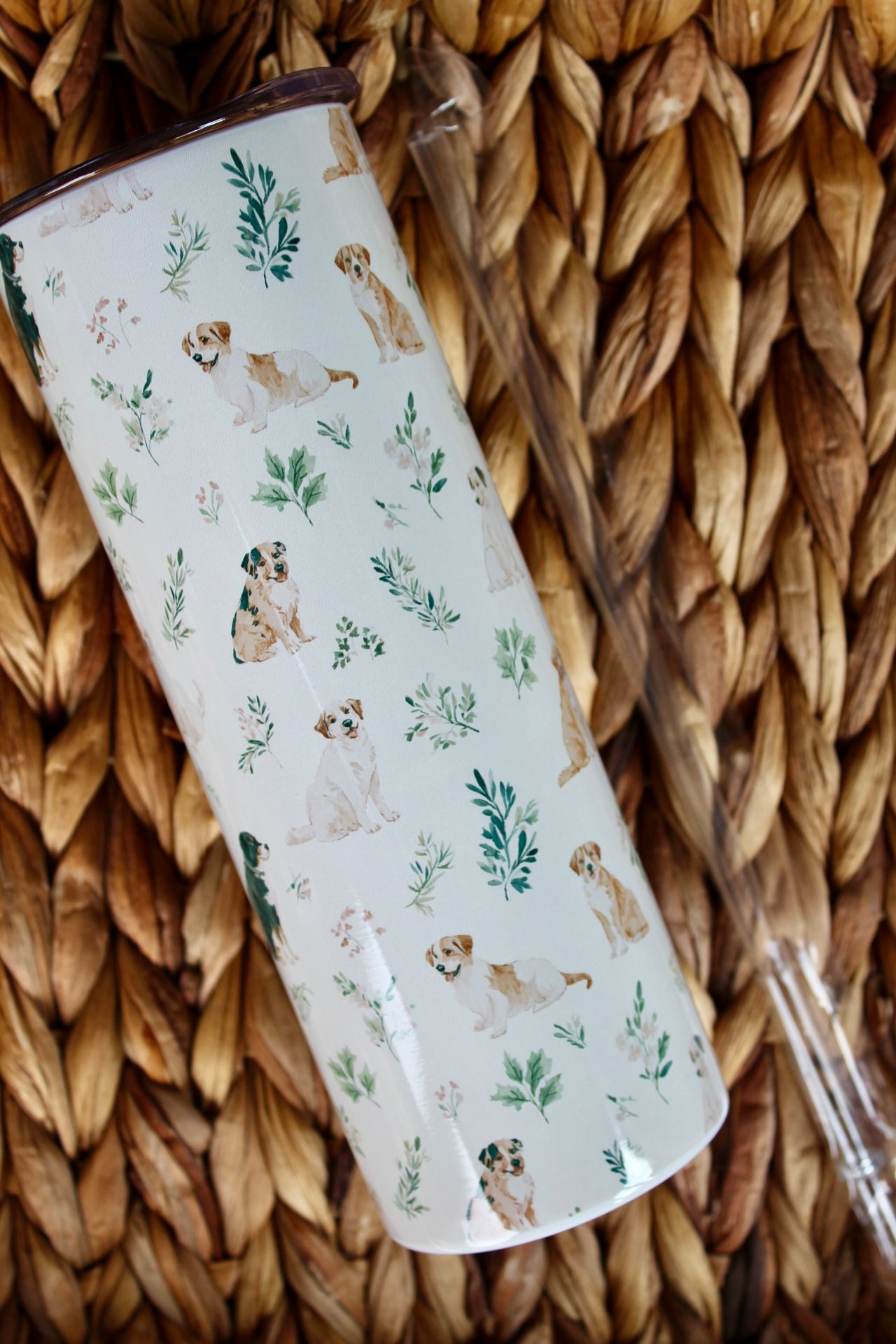 Dog Floral Skinny Tumbler