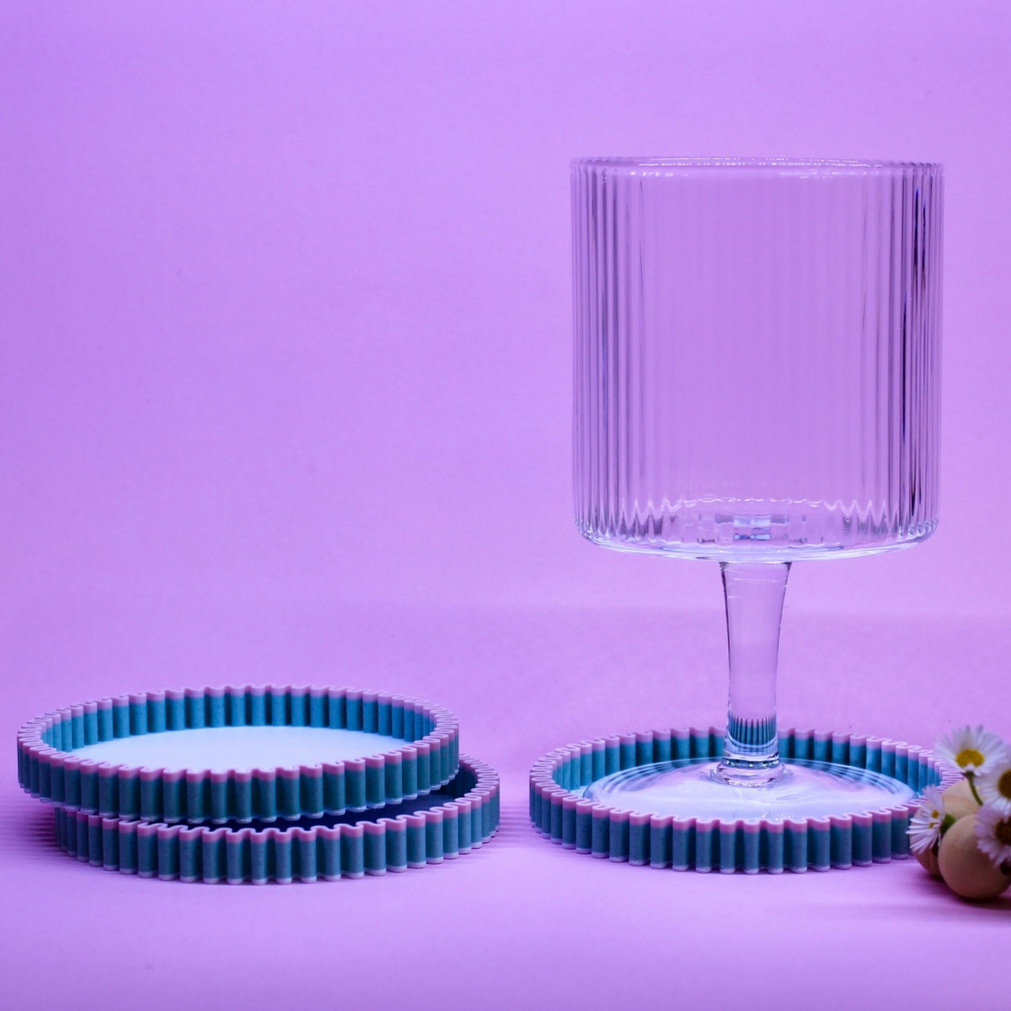 White,Blue,Pink Layer Coaster
