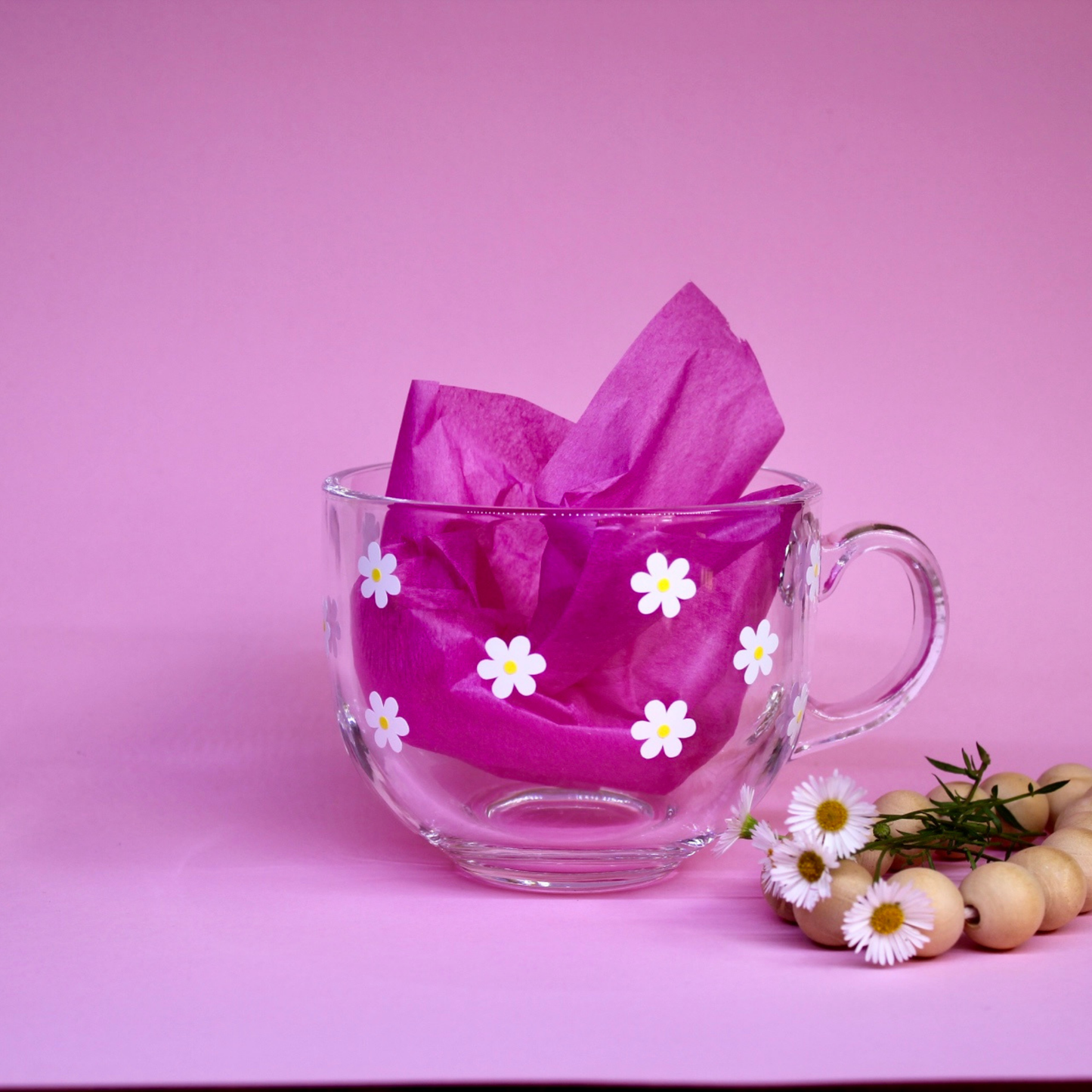 Yellow Daisy Glass Mug