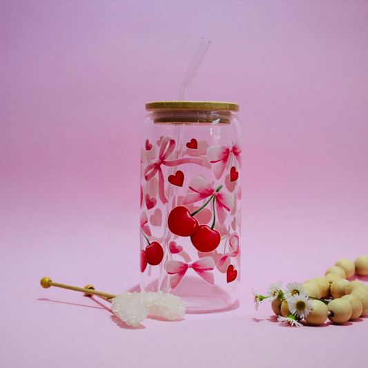 Cherry Bow Glass Cup