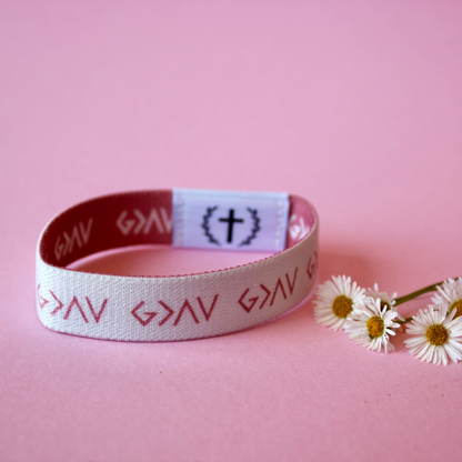 Pink God is Greater NFC Bible Verse Bracelet