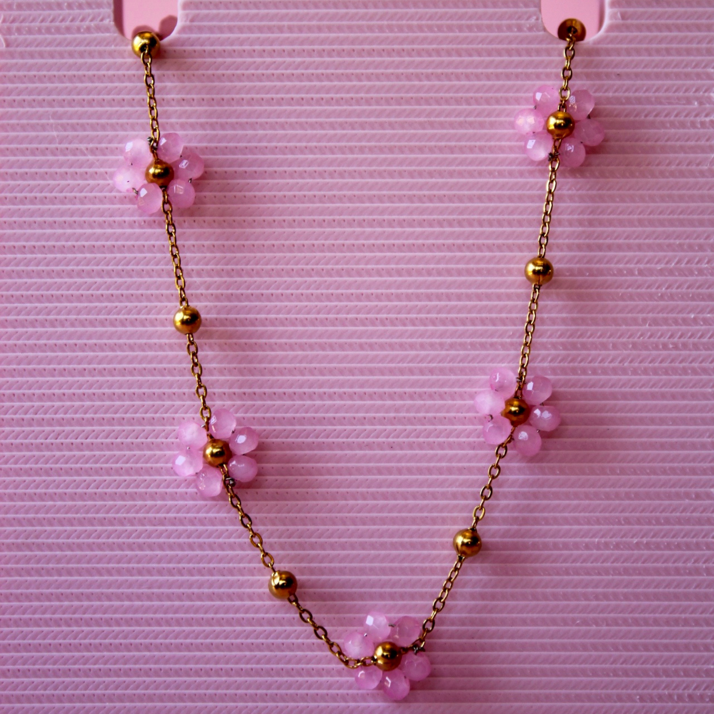 Pink Flower Stainless Steel Necklace