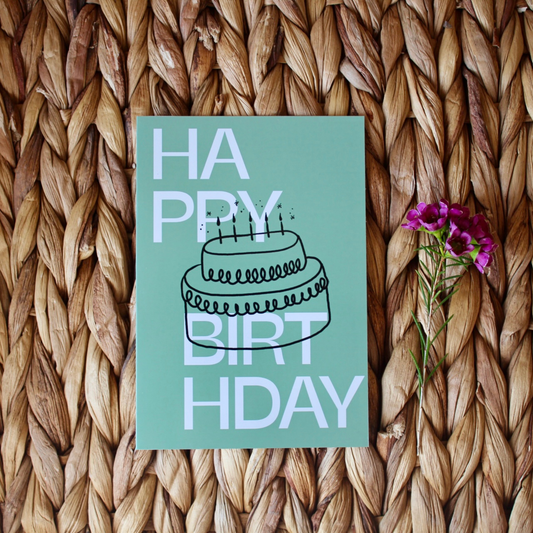 Green Cake Birthday Card