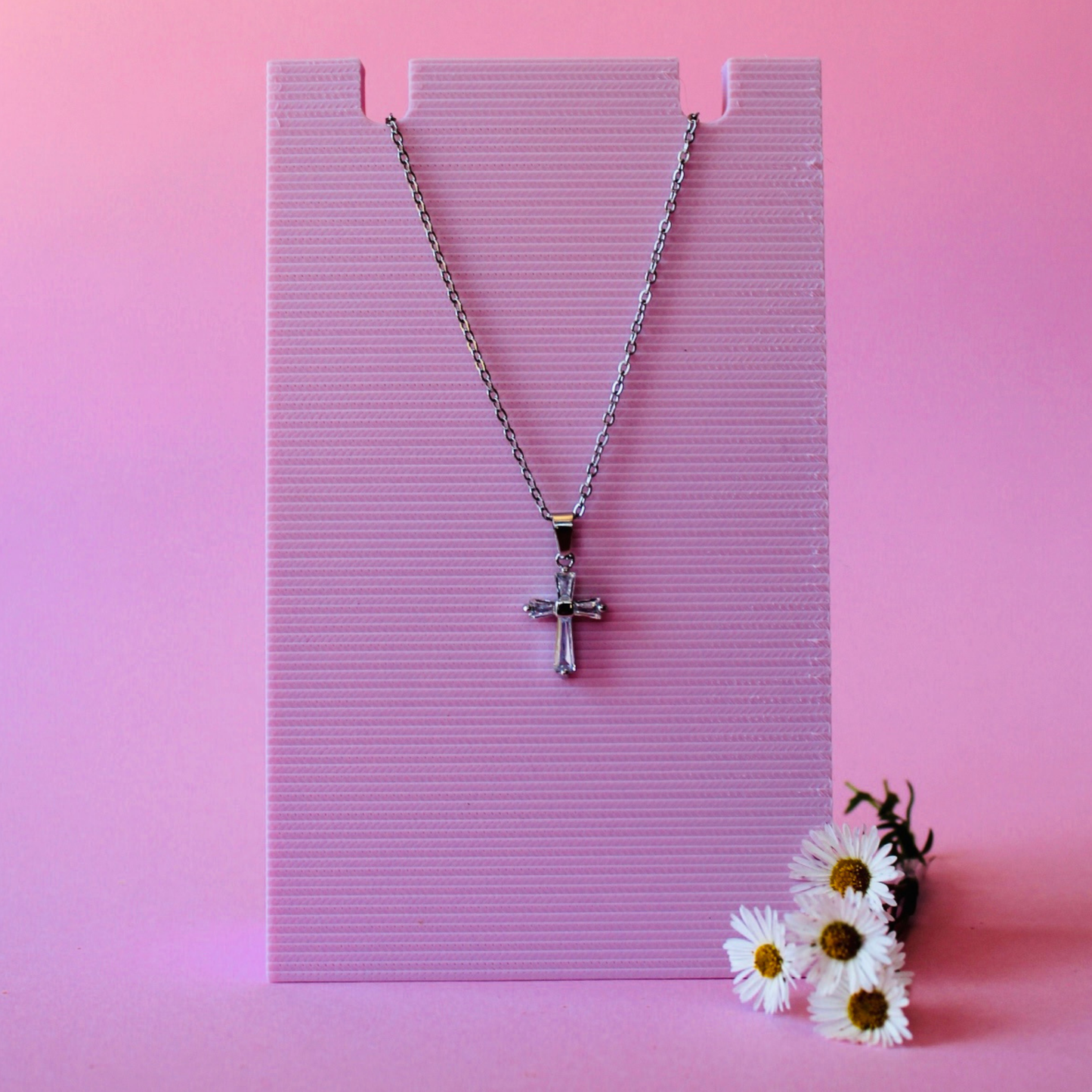 Silver Cross Stainless Steel Necklace