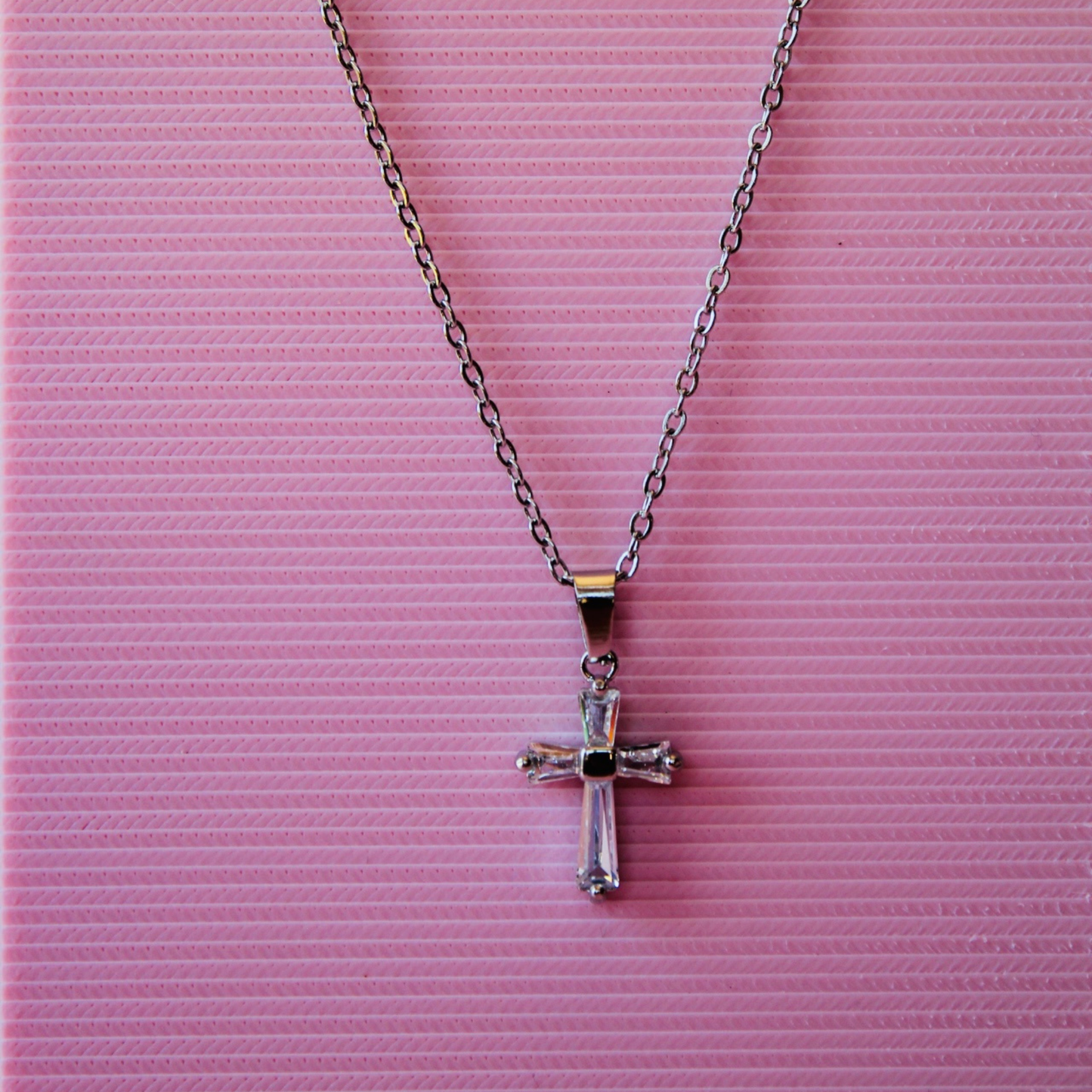 Silver Cross Stainless Steel Necklace