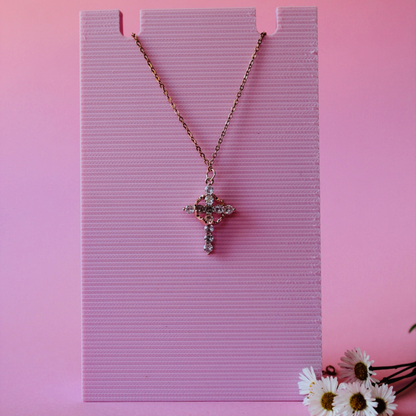 Rose Gold Cross Crown Stainless Steel Necklace