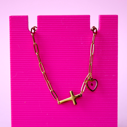 Cross Mustard Seed Stainless Steel Bracelet