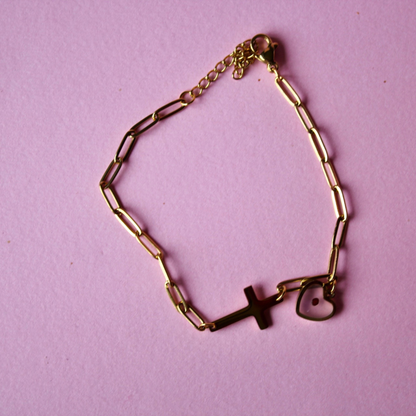 Cross Mustard Seed Stainless Steel Bracelet