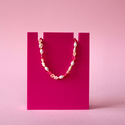 Pink Flower Stainless Steel Bracelet