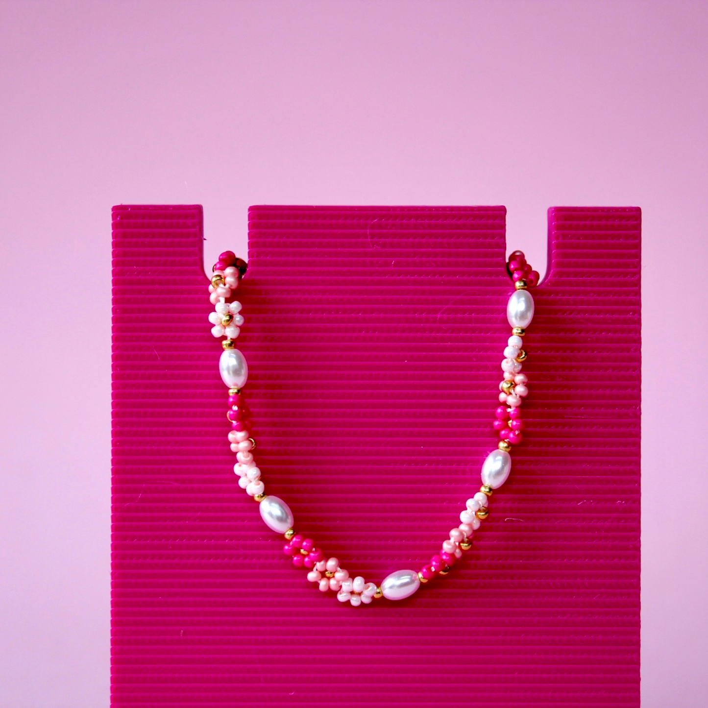 Pink Flower Stainless Steel Bracelet