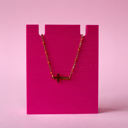 Coral Cross Stainless Steel Bracelet