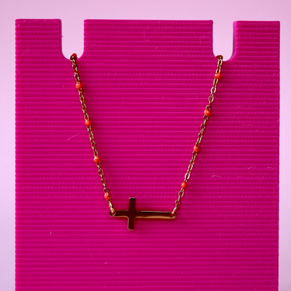 Coral Cross Stainless Steel Bracelet