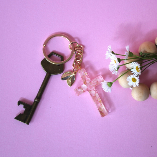Pink Cross Keychain