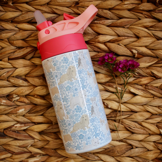 Blue Floral Dog Kids Bottle