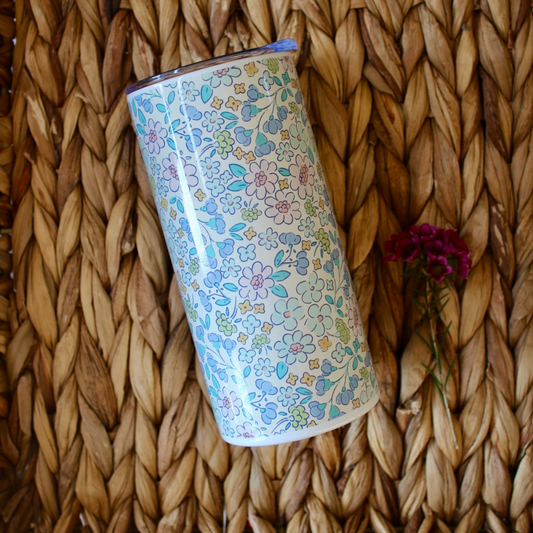 Blue Floral Skinny Tumbler