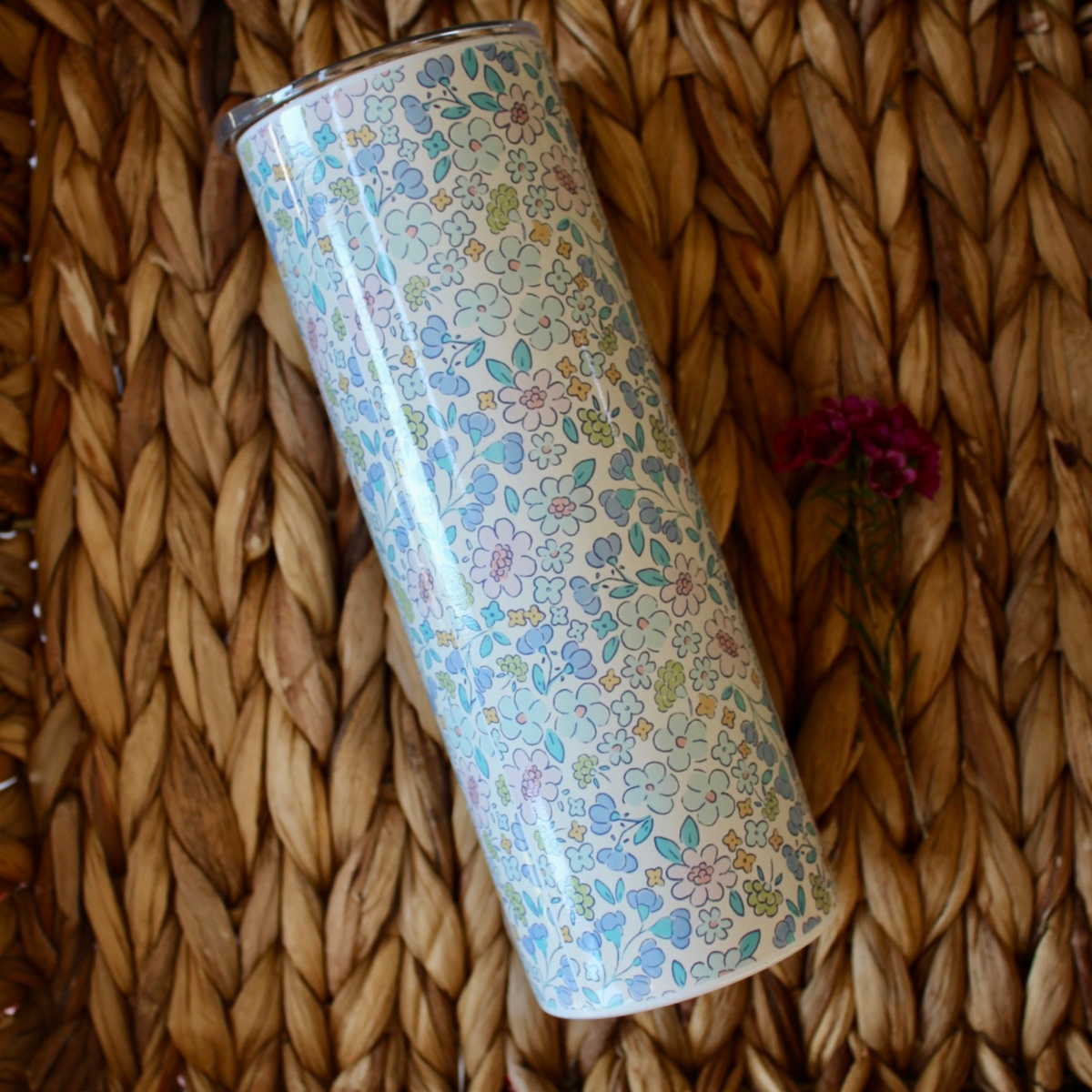 Blue Floral Skinny Tumbler