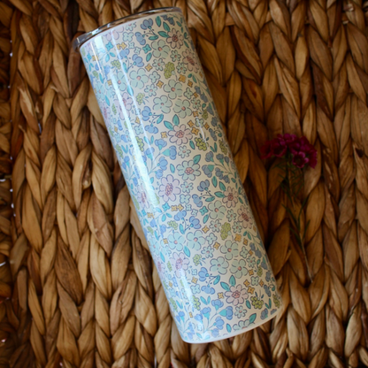 Blue Floral Skinny Tumbler