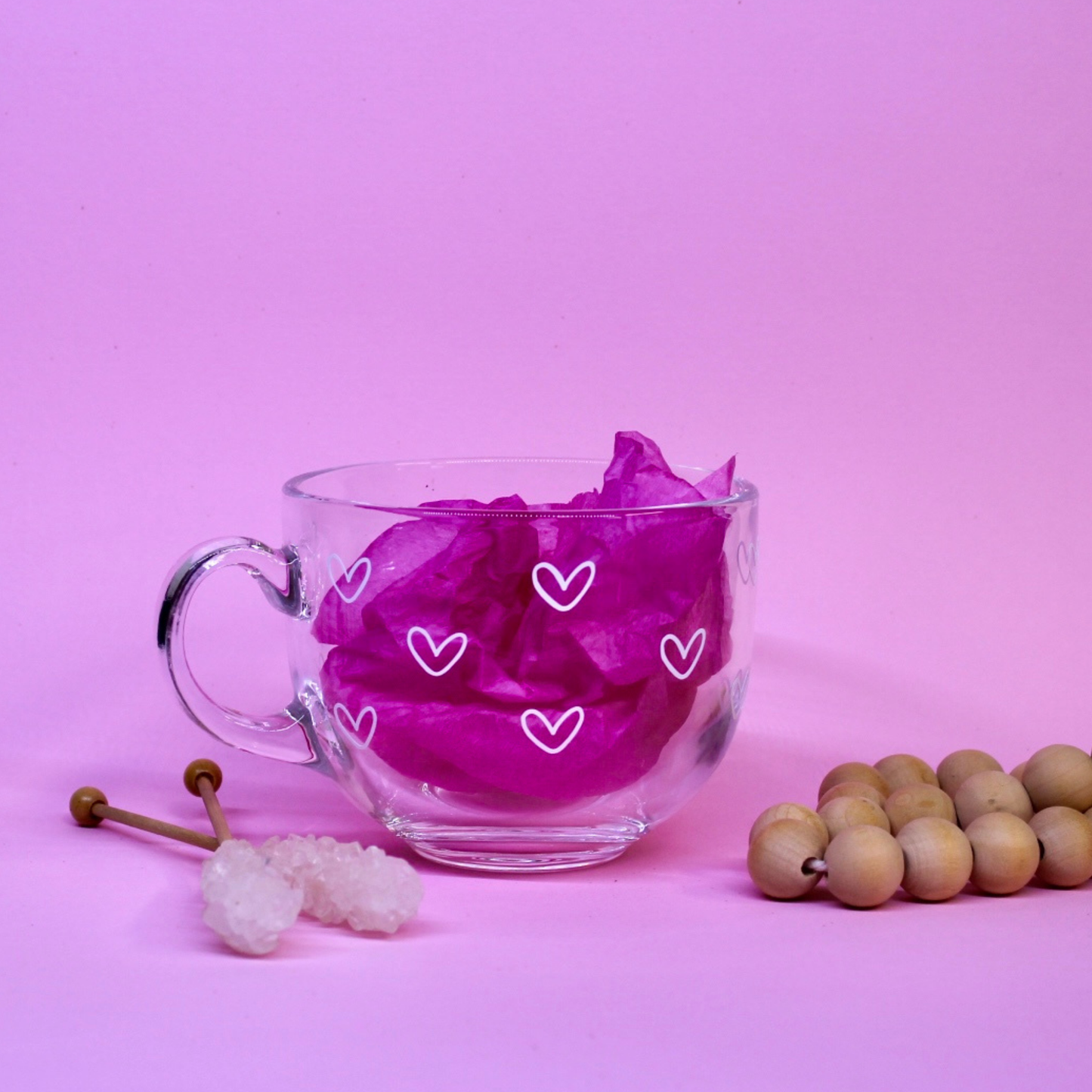 Heart Daisy Glass Mug