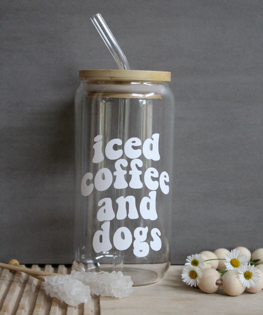 Iced Coffee and Dogs Glass Cup