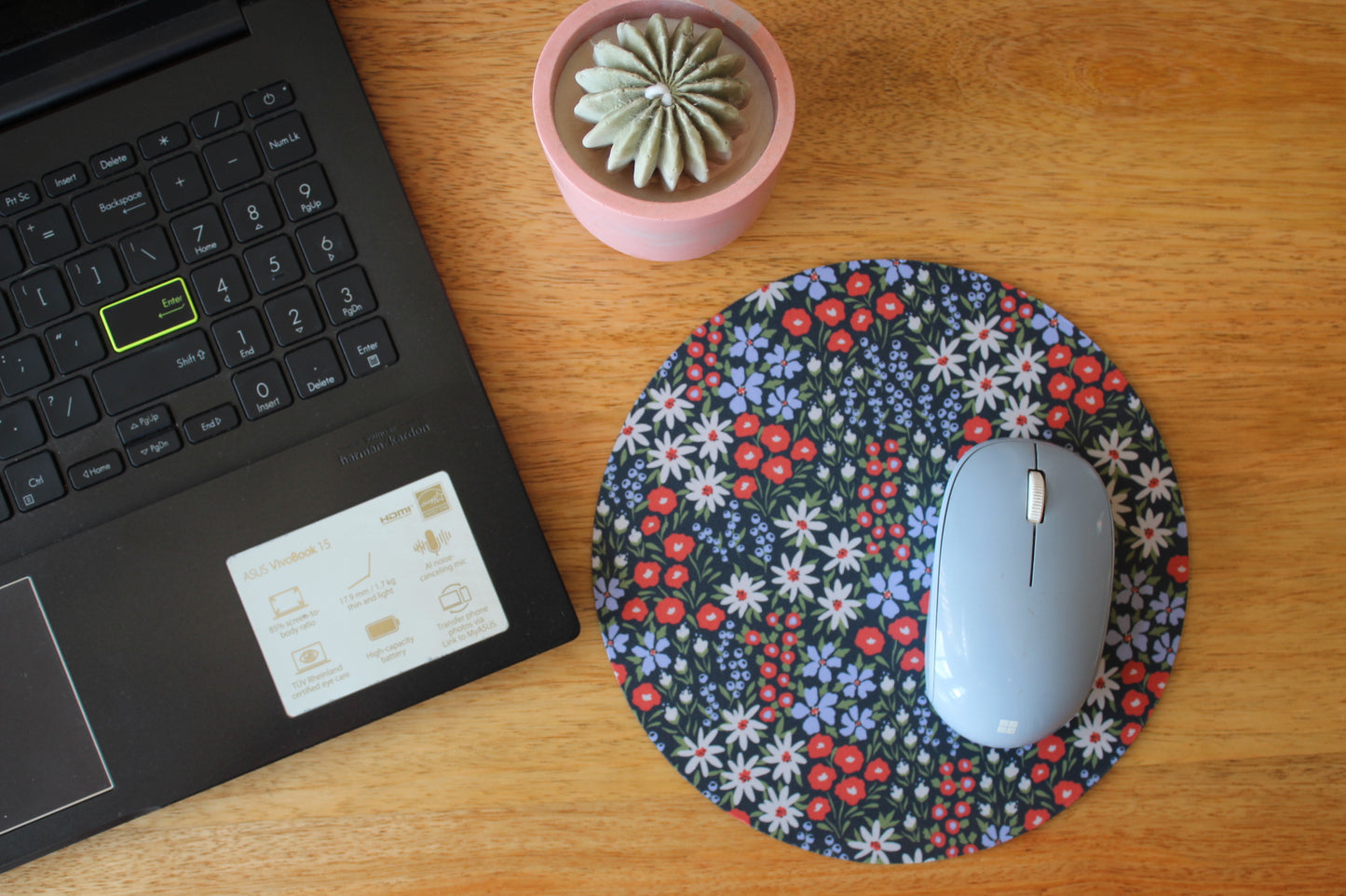Midnight Wildflower Round Mousepad