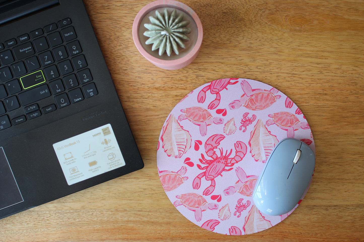 Pink Lobster Round Mousepad