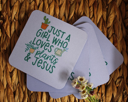 Plants Just a Girl Rubber Coaster