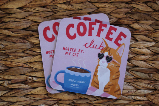 Coffee Cat Rubber Coaster
