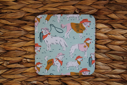 Cowboy Dog Rubber Coaster