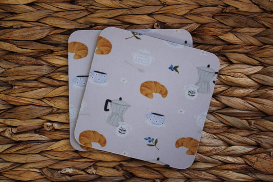 Coffee Croissant Rubber Coaster