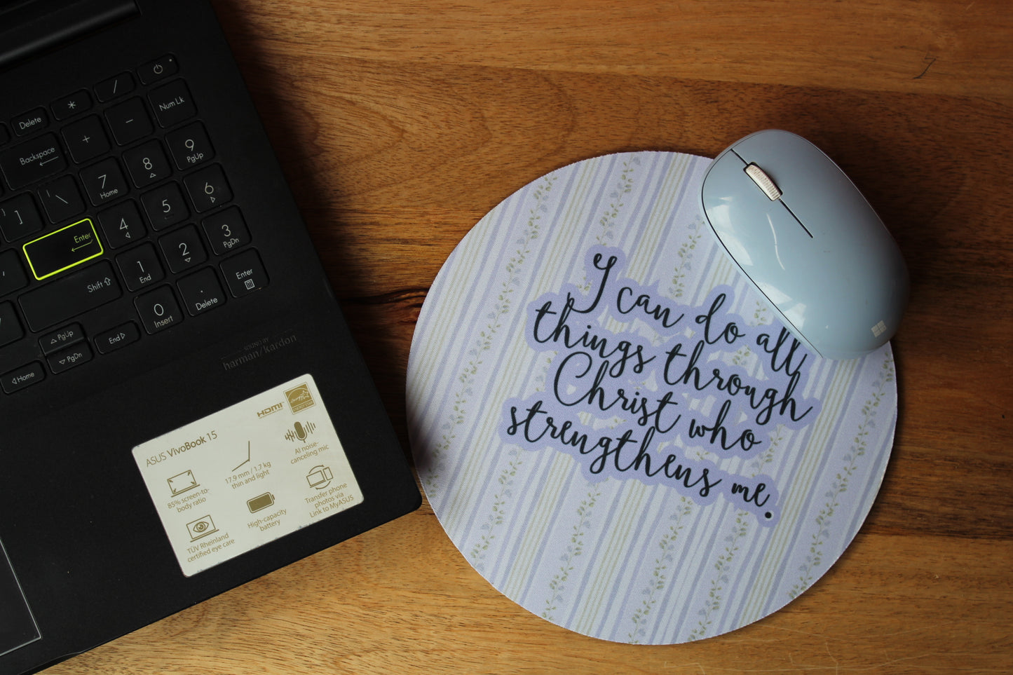 All Things Through Christ Round Mousepad