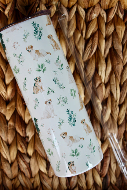 Dog Floral Skinny Tumbler