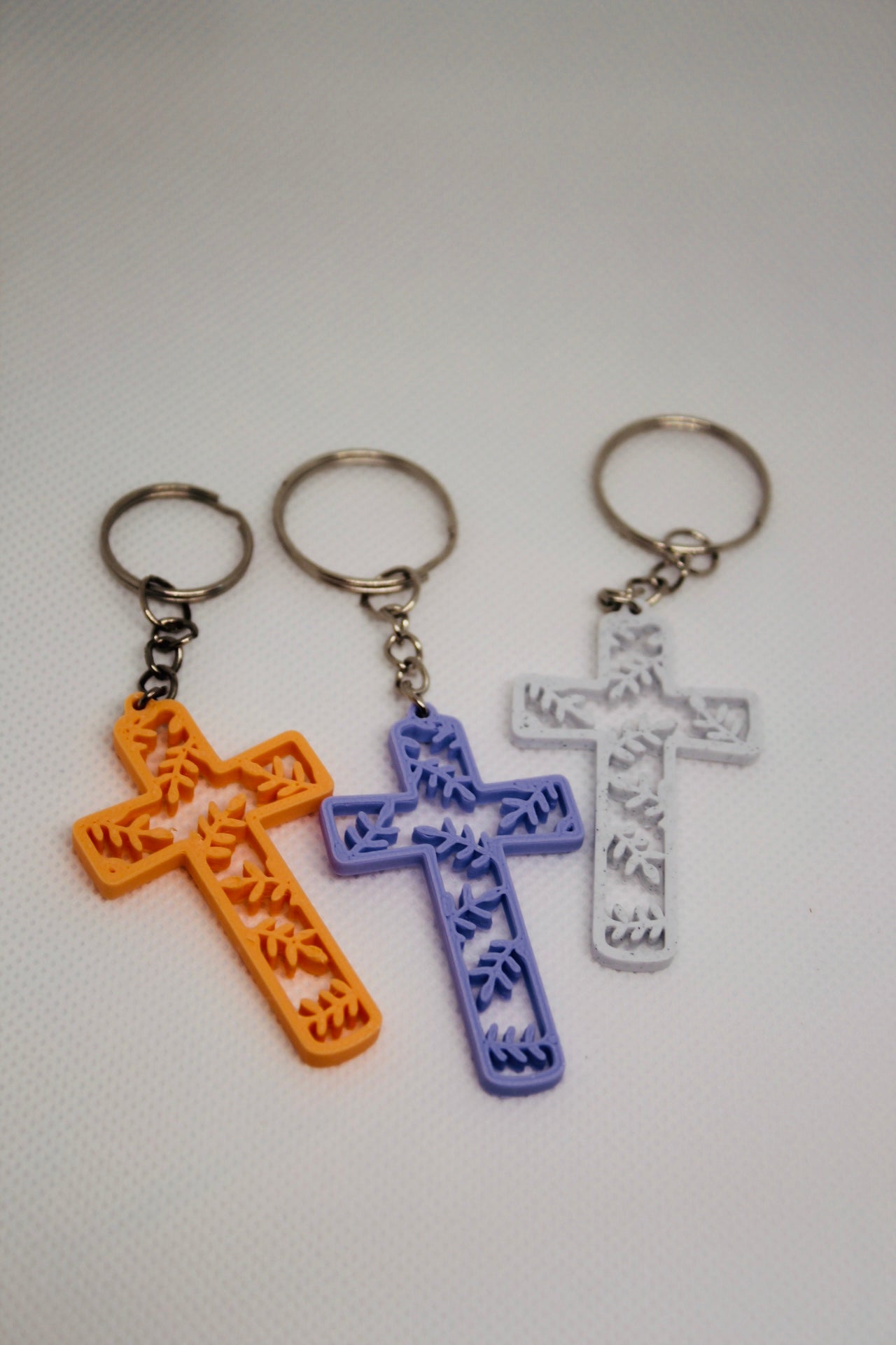 Floral Cross Keychain