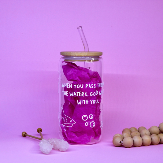 Through Deep Waters Glass Cup