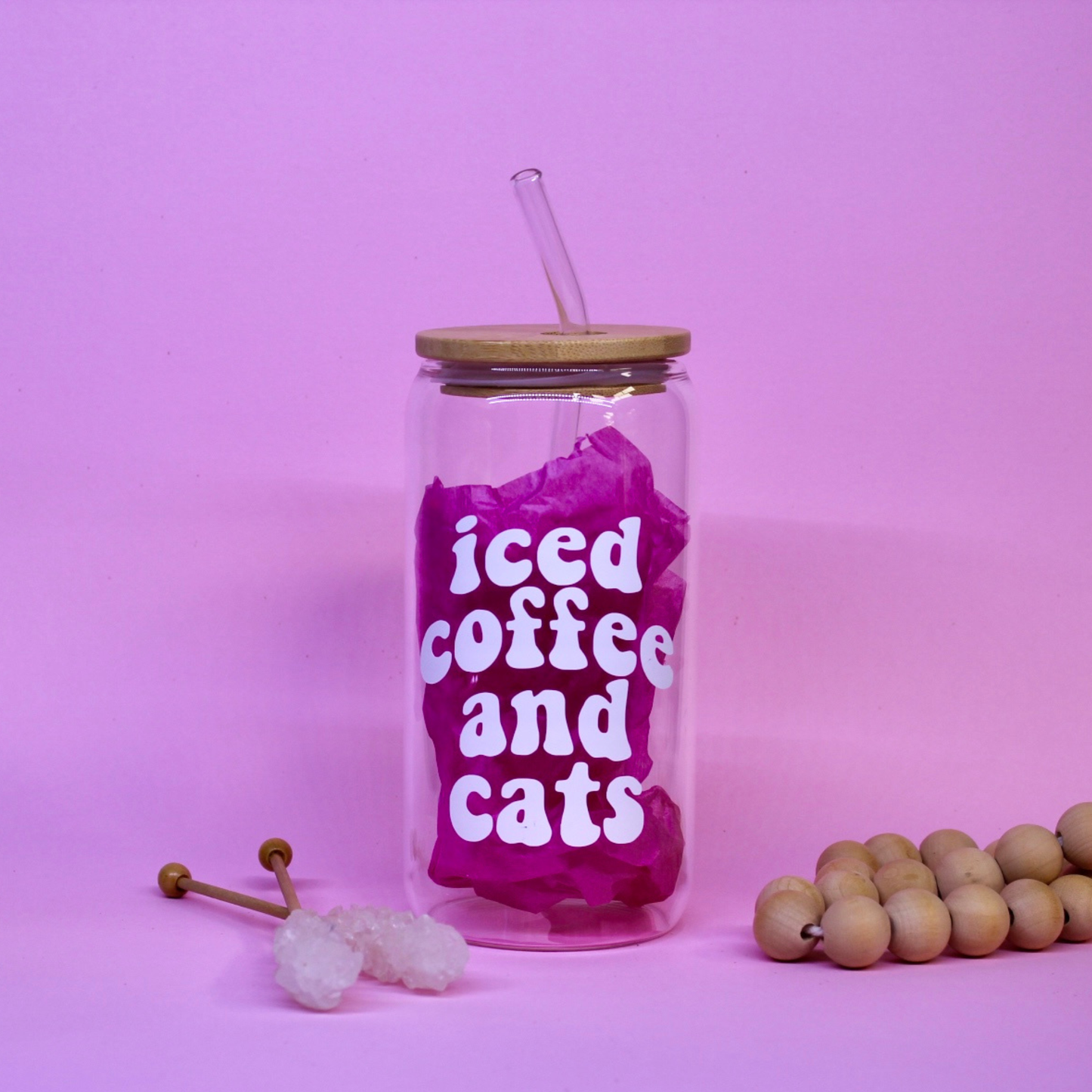 Coffee and Cats Glass Cup