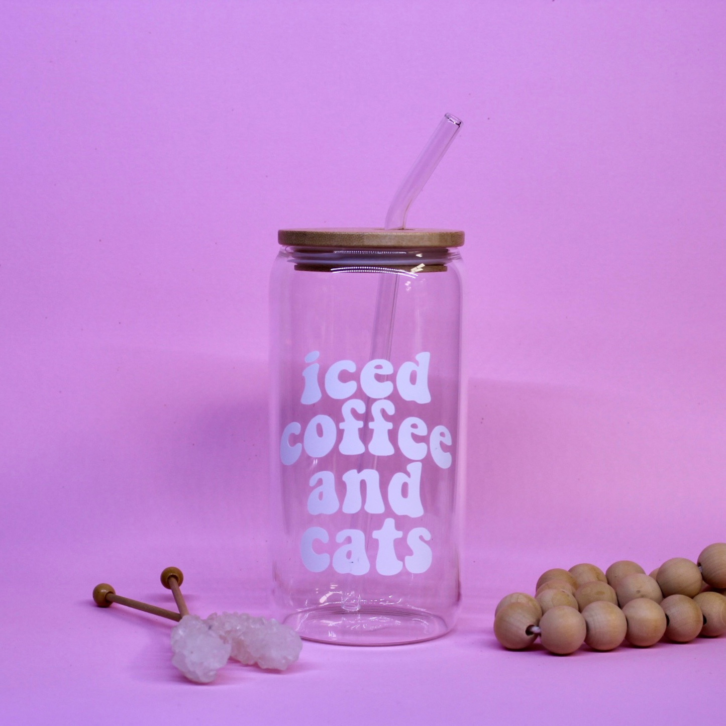 Coffee and Cats Glass Cup