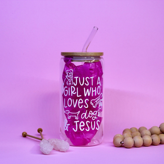Just a Girl Dogs Glass Cup