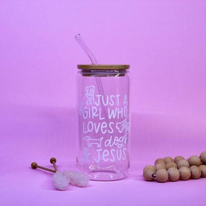 Just a Girl Dogs Glass Cup